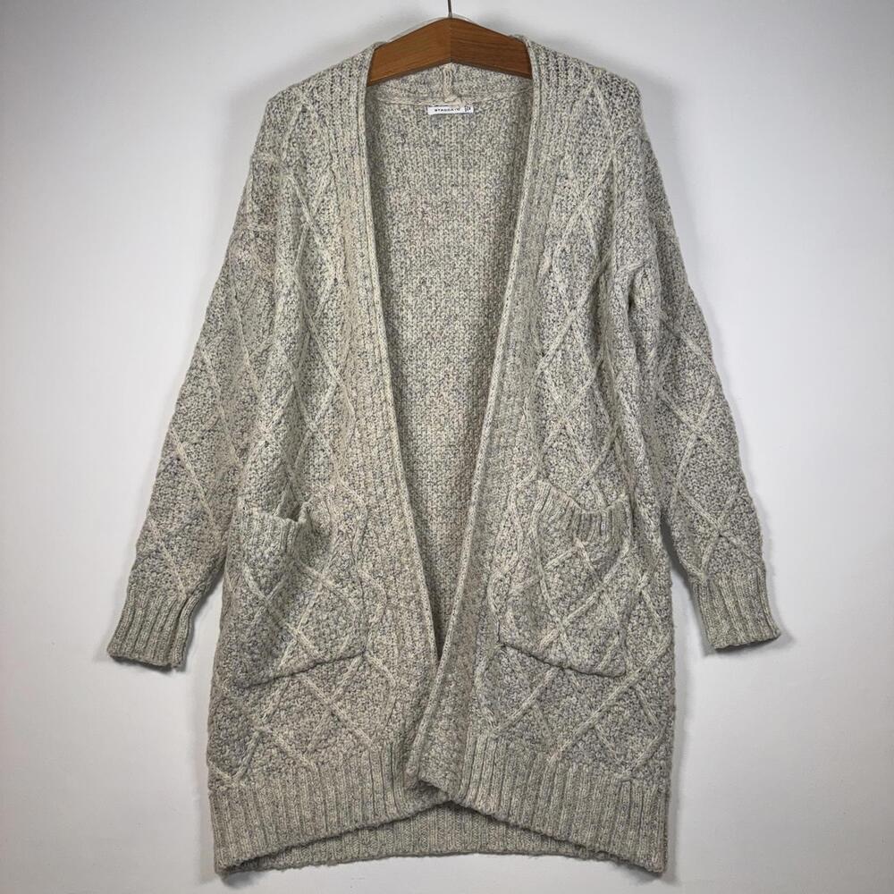 Staccato Cable Knit Long Open Front Cardigan – Size Medium